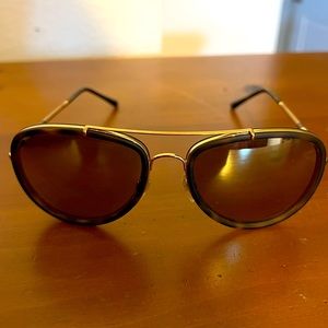 Burberry tortoise shell aviator glasses gold reflective lenses